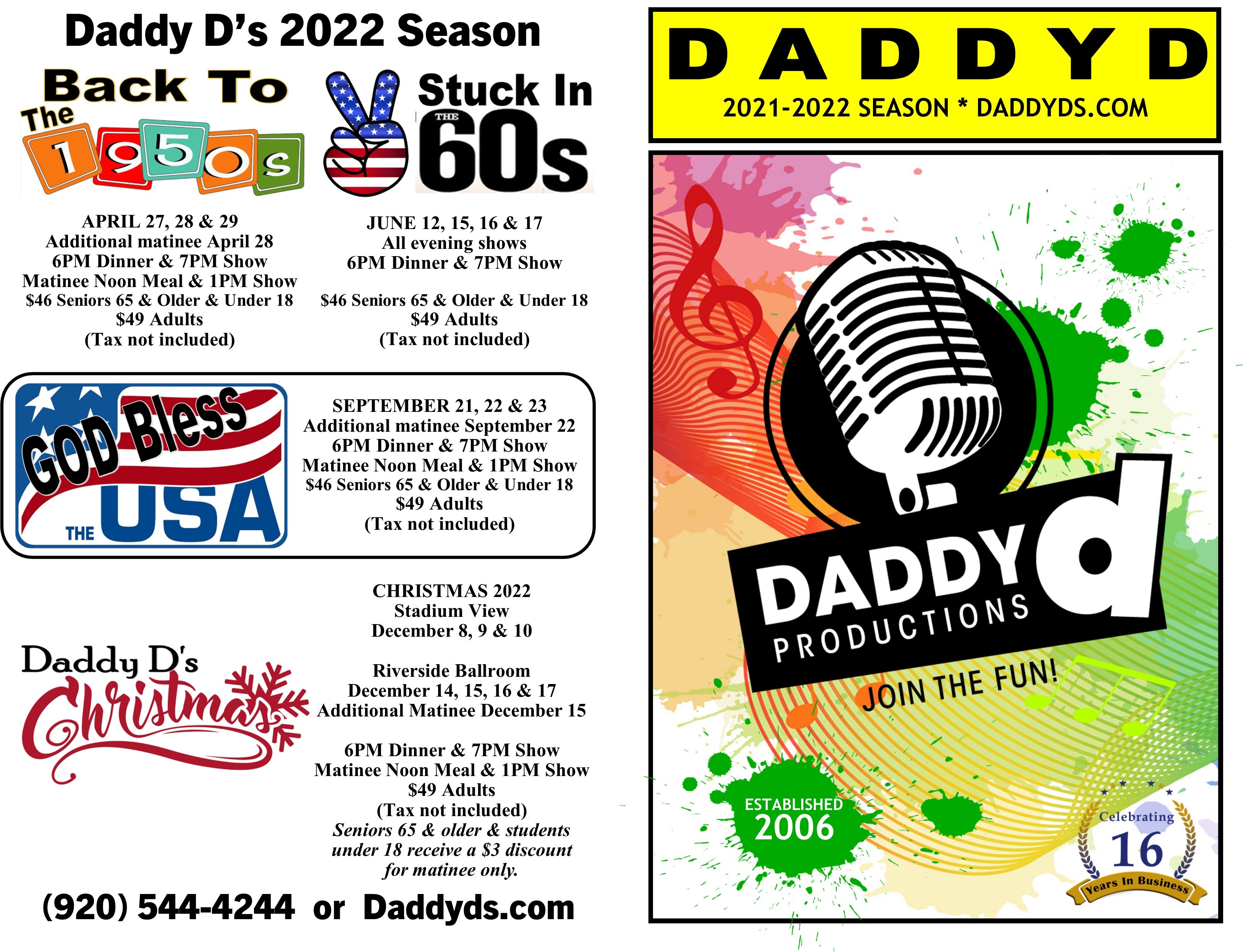 Season Tickets 2022 Daddy D Productions